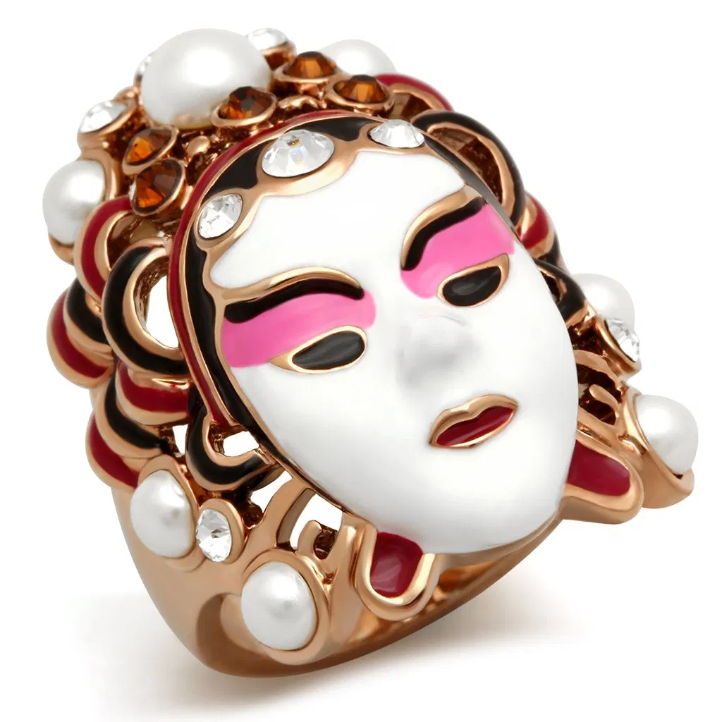 GL163 - IP Rose Gold(Ion Plating) Brass Ring with Top Grade Crystal in Clear - Grocery