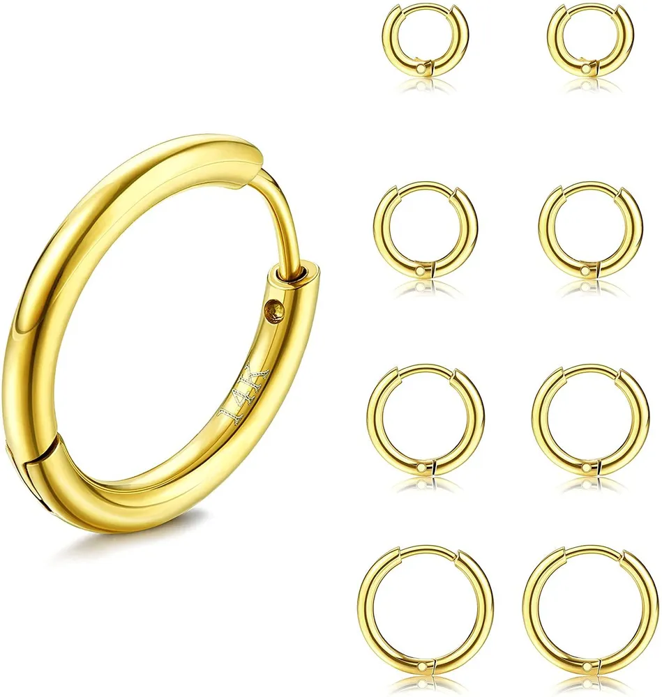 18G 316L Surgical Steel Huggie Hoop Earrings For Women Men Hypoallergenic Hoop Earrings Cartilage Cuff Tiny Sleeper Hoop Earrings - Grocery