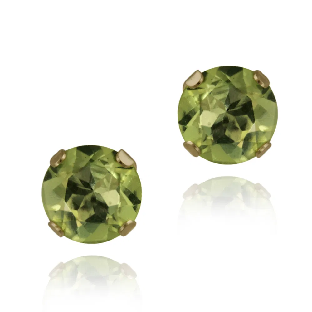 14K Yellow Gold 1.8ct Peridot Stud Earrings, 6mm - Grocery