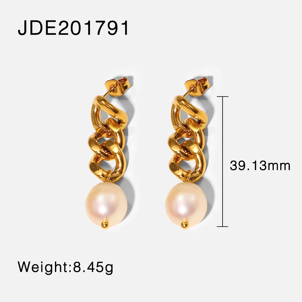 Women's Fashionable Stainless Steel Pearl Earrings - Grocery