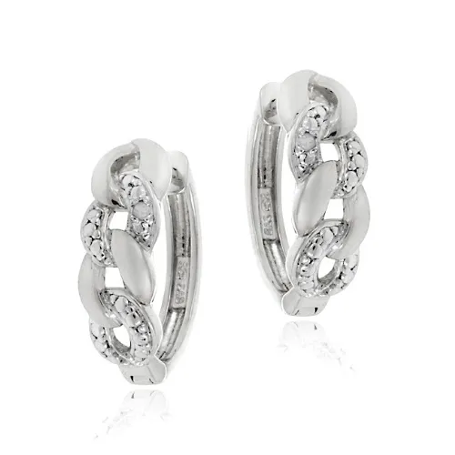 Sterling Silver Diamond Accent Infinity Huggie Earrings - Grocery