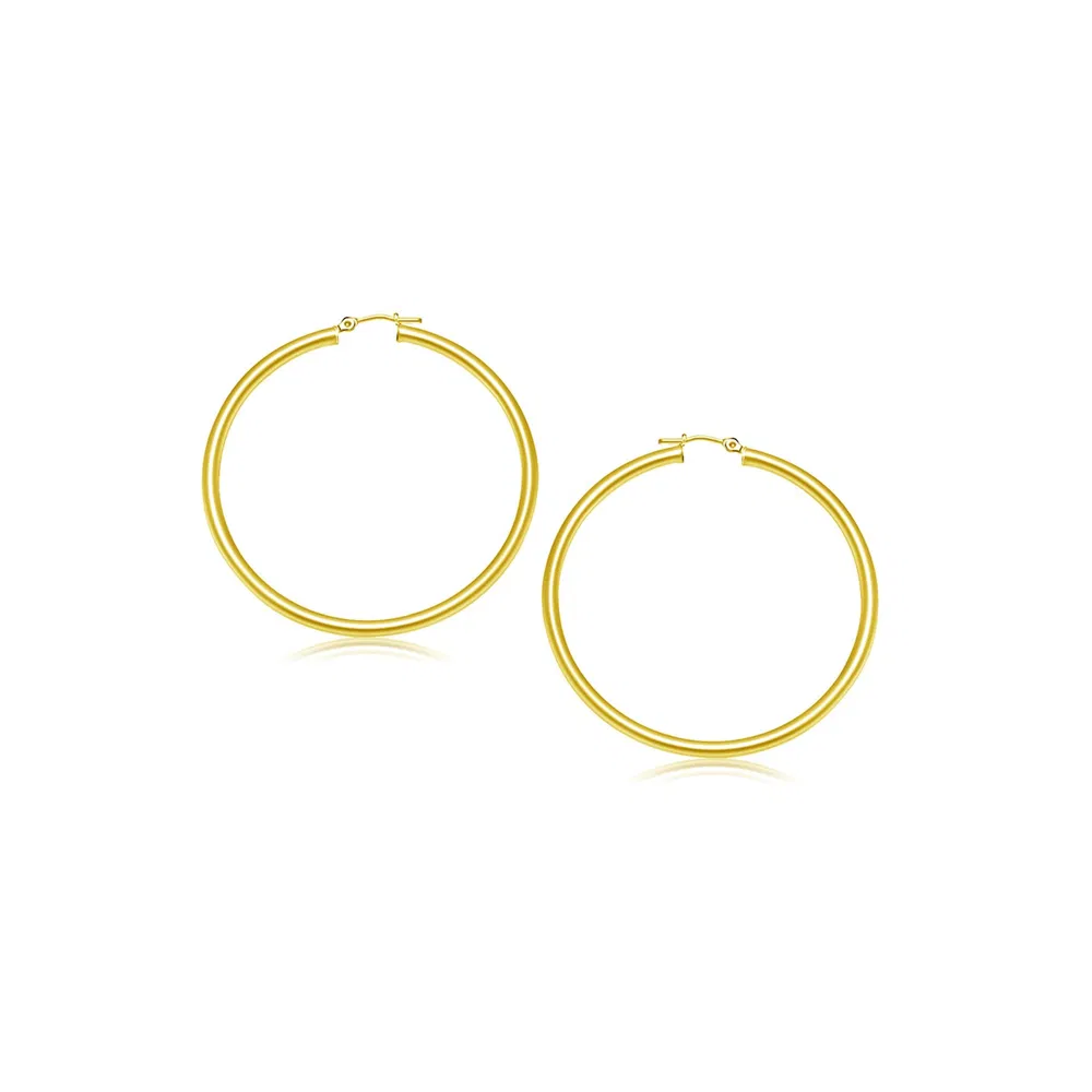 14k Yellow Gold Polished Hoop Earrings (3x20mm) - Grocery