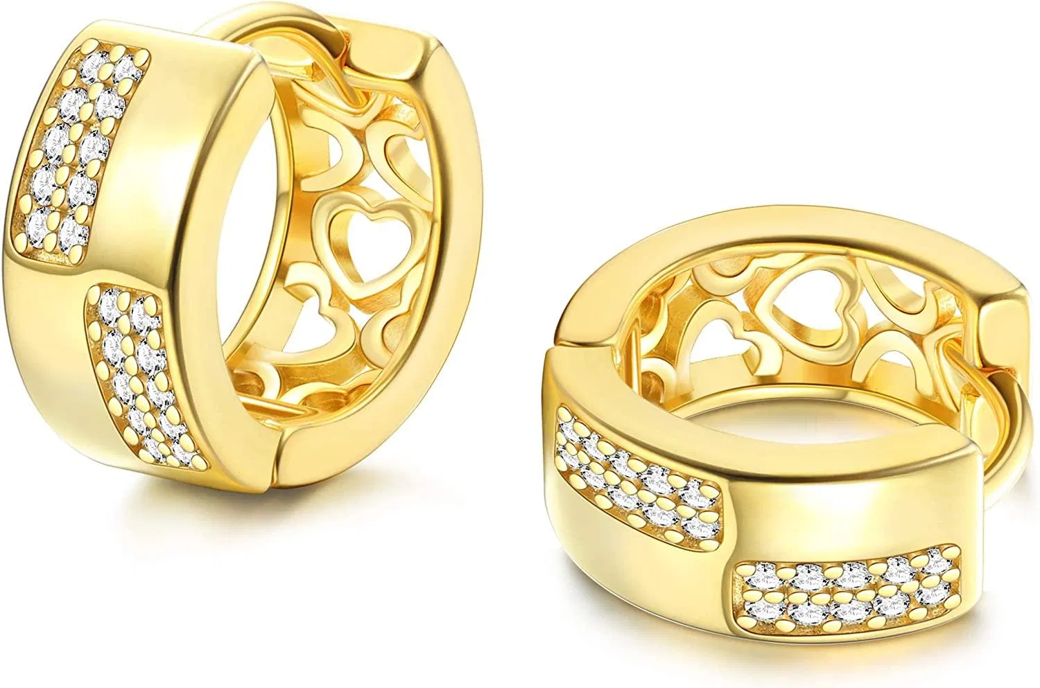 925 Sterling Huggie Hoop Earrings for Women 18K Gold Plated CZ Hoop Earrings Hypoallergenic Sensitive Ears Christmas Birthday Gifts - Grocery