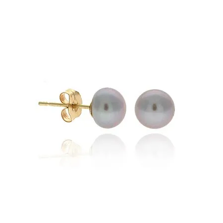14K Gold Freshwater Cultured Gray Pearl Stud Earrings - Grocery