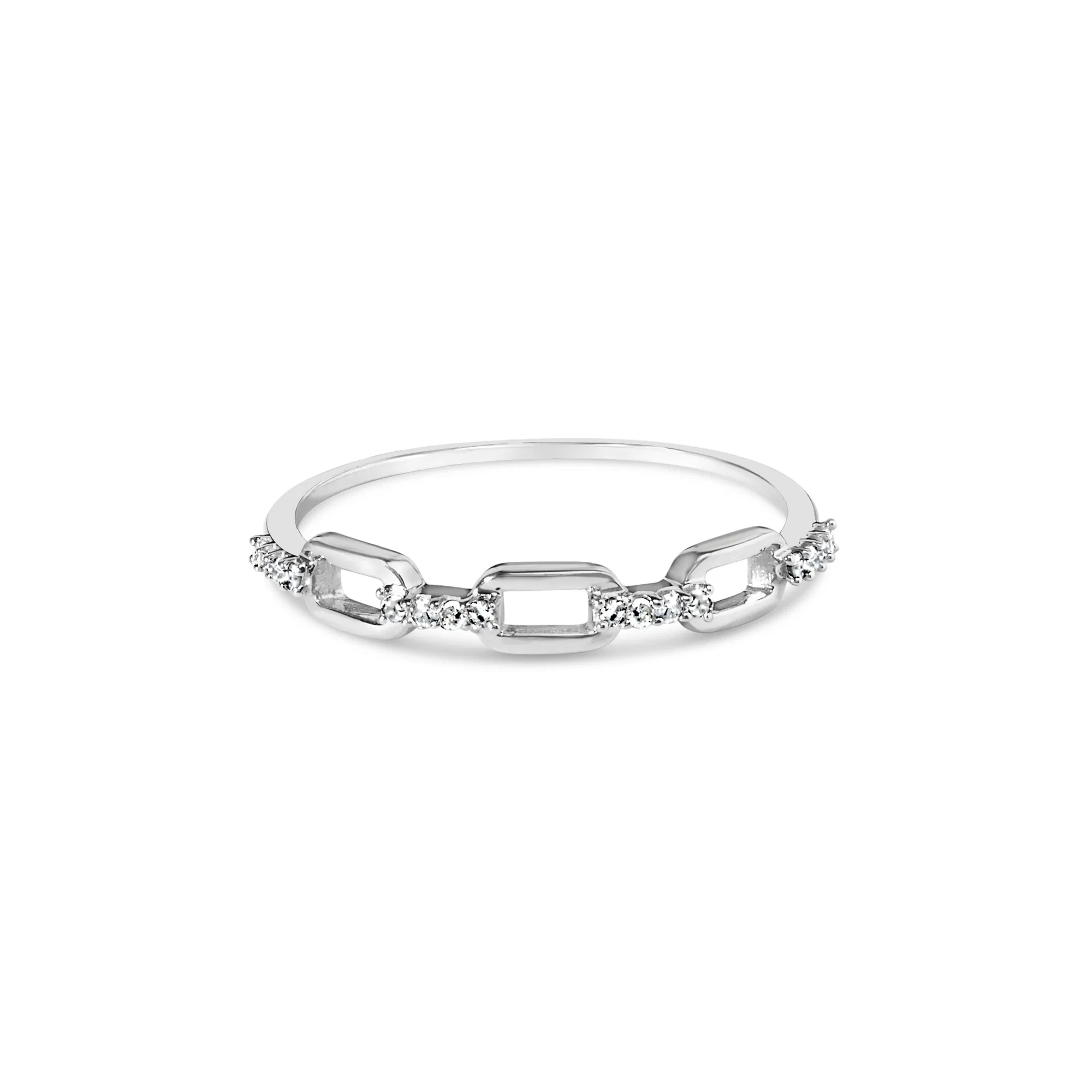 .925 Sterling Silver Diamond Accent Paperclip Band Ring (I-J Color, I2-I3 Clarity) - Grocery
