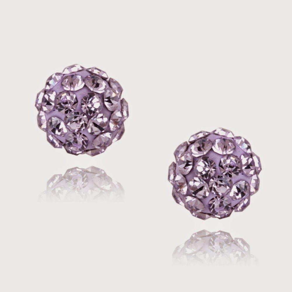 Sterling Silver Violet Crystal Fireball Stud Earrings, 6mm - Grocery