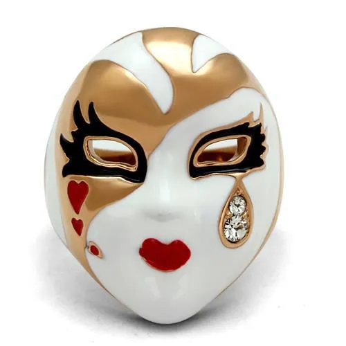 TK2143 - IP Rose Gold(Ion Plating) Stainless Steel Ring with Top Grade Crystal in Clear - Grocery