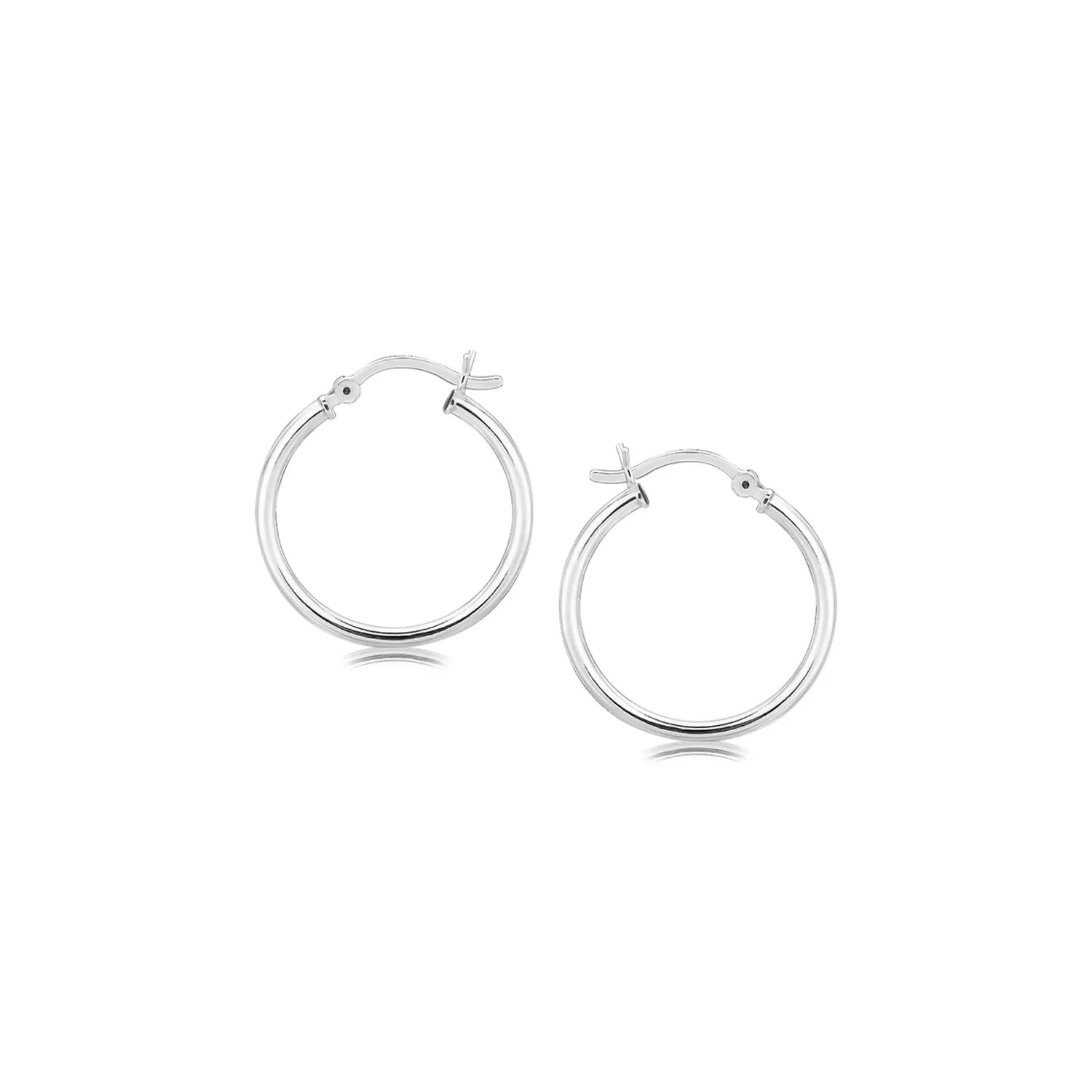 Sterling Silver Polished Thin Hoop Earrings with Rhodium Plating (2x20mm) - Grocery