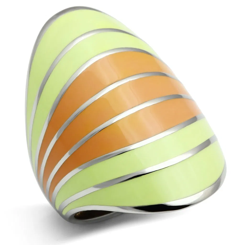 TK504 - High polished (no plating) Stainless Steel Ring with Epoxy in Multi Color - Grocery