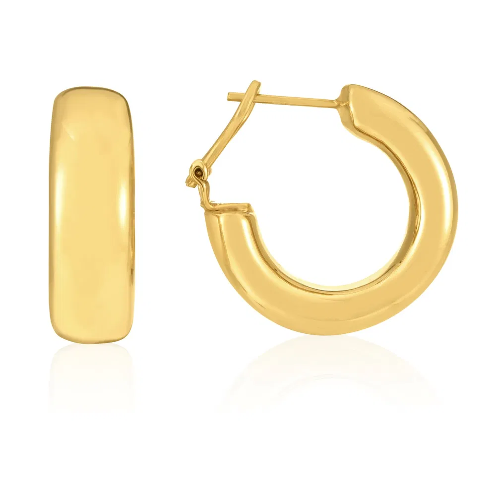 14k Yellow Gold Large Omega C Hoops - Grocery