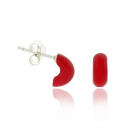 Sterling Silver Red Half Hoop Children's Earrings - Grocery