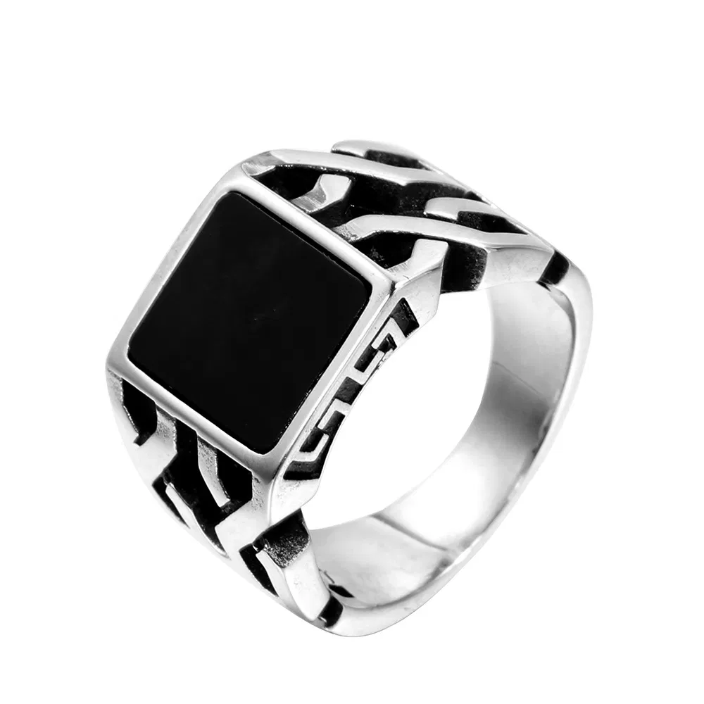 Epoxy Black Titanium Steel Punk Ring - Grocery