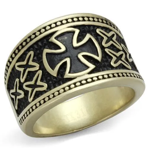 TK2469 - IP Antique Copper Stainless Steel Ring with Epoxy in Jet - Grocery