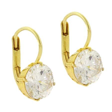 18K Gold over Sterling Silver CZ Round Leverback Earrings - Grocery