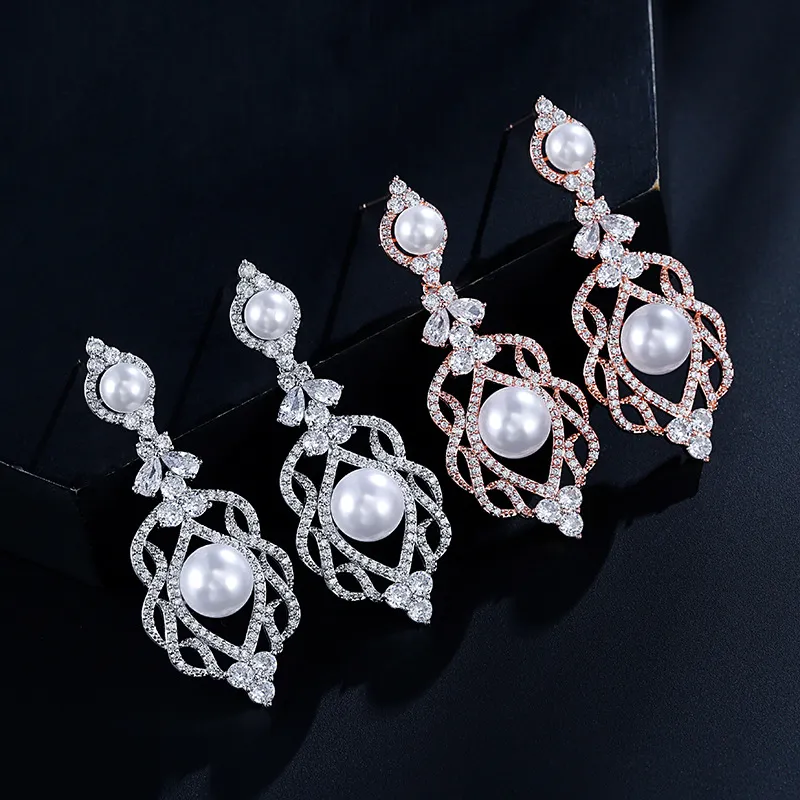 Pearl Tassel Earrings Long Small Niche Design Light Luxury Style Zircon - Grocery