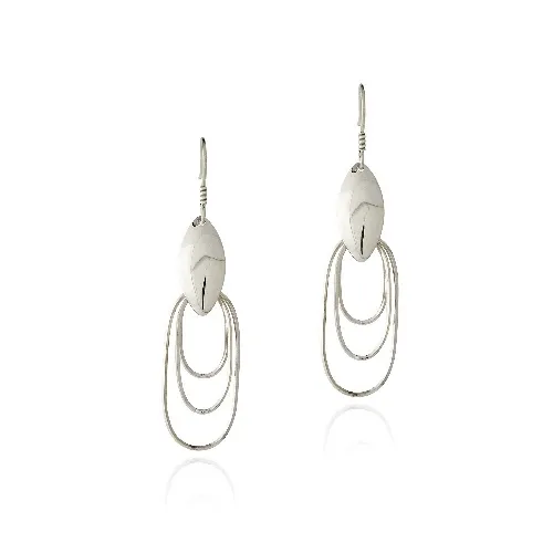 Sterling Silver Three Oval Dangle Earrings - Grocery