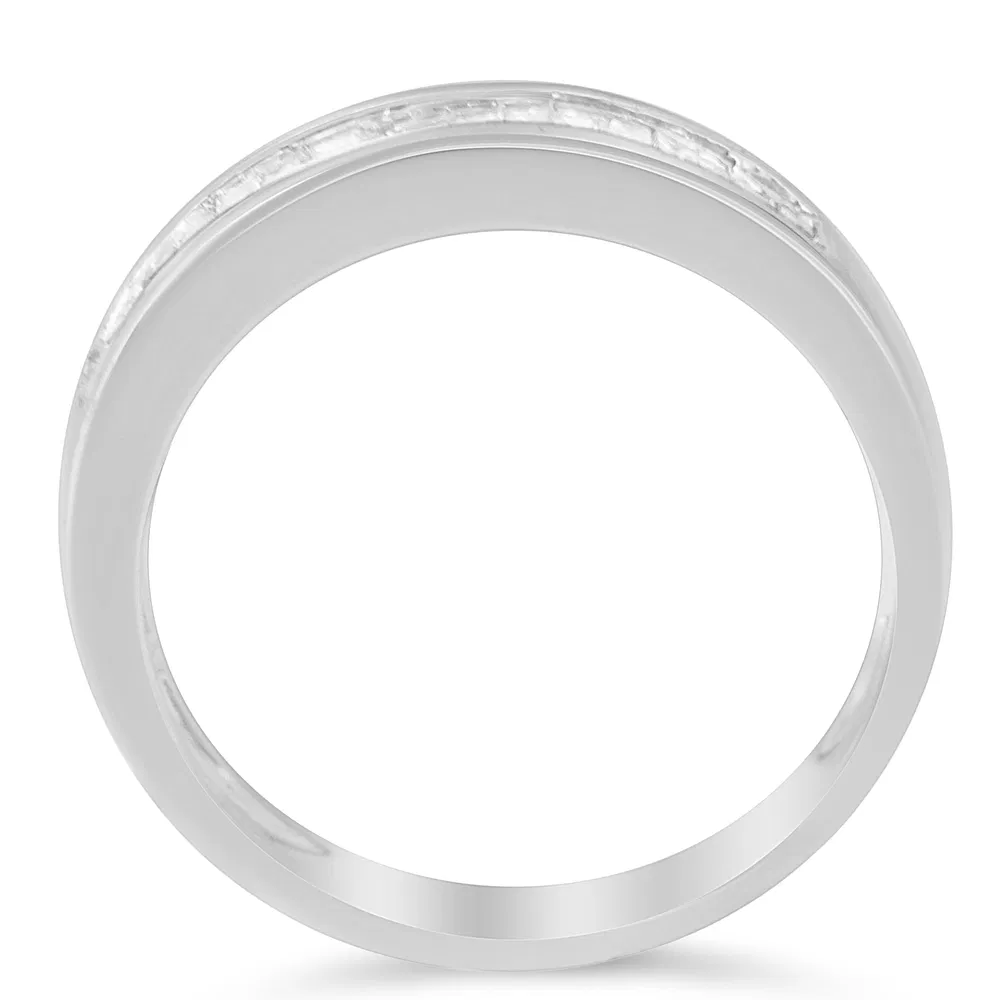 .925 Sterling Silver 1/3 Cttw Baguette Cut Diamond Channel Set Stackable Wedding Ring (H-I Color, I1-I2 Clarity) - Grocery