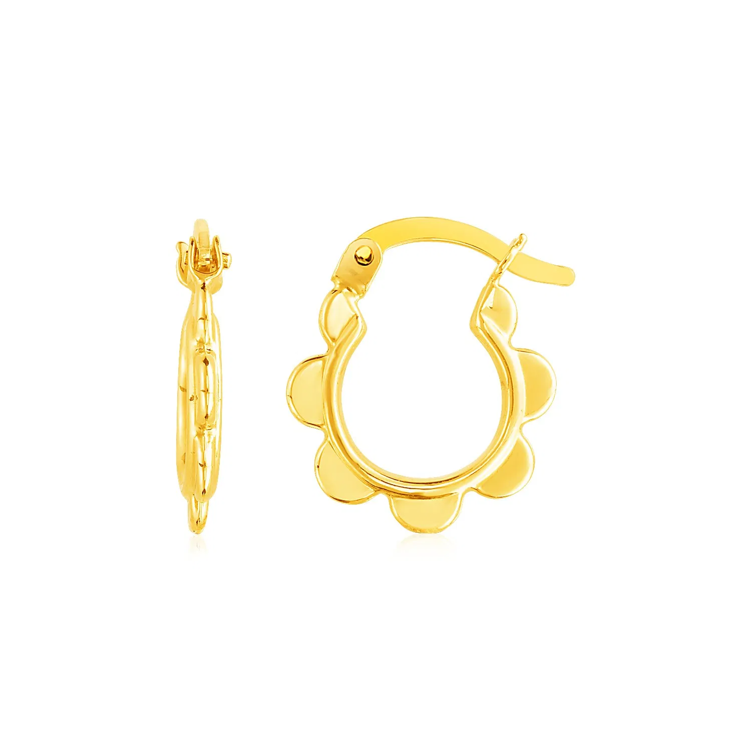 14k Yellow Gold Scalloped Hoop Earrings - Grocery