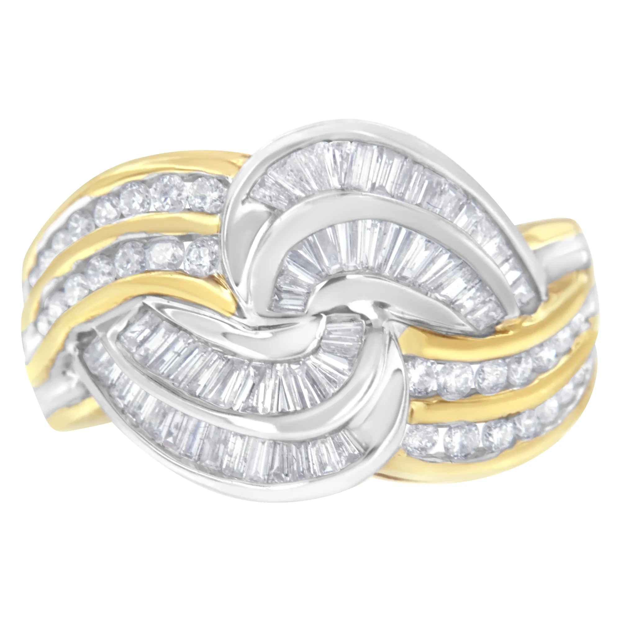 10KT Two-Toned Gold Diamond Bypass Ring (1 cttw, H-I Color, SI1-SI2 Clarity) - Grocery