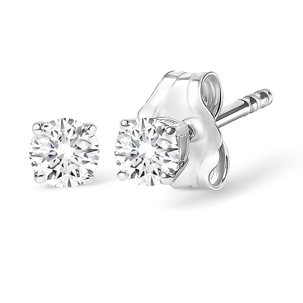14K White Gold 1/4 Cttw Lab Grown Diamond 4-Prong Classic Solitaire Stud Earrings (G-H Color, VS2-SI1 Clarity) - Grocery