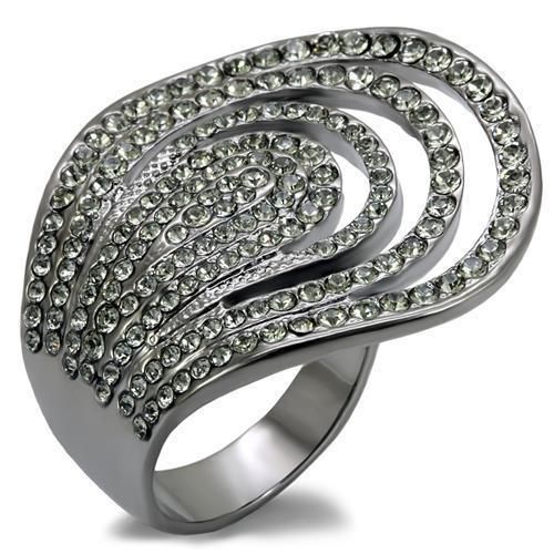 LO1669 - TIN Cobalt Black Brass Ring with Top Grade Crystal in Black Diamond - Grocery