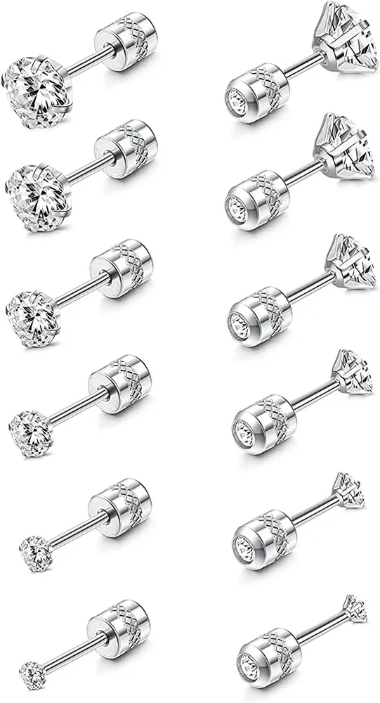 18G Cartilage Earrings Stud for Women CZ Screw Back Earrings Helix Tragus Piercing Jewelry - Grocery