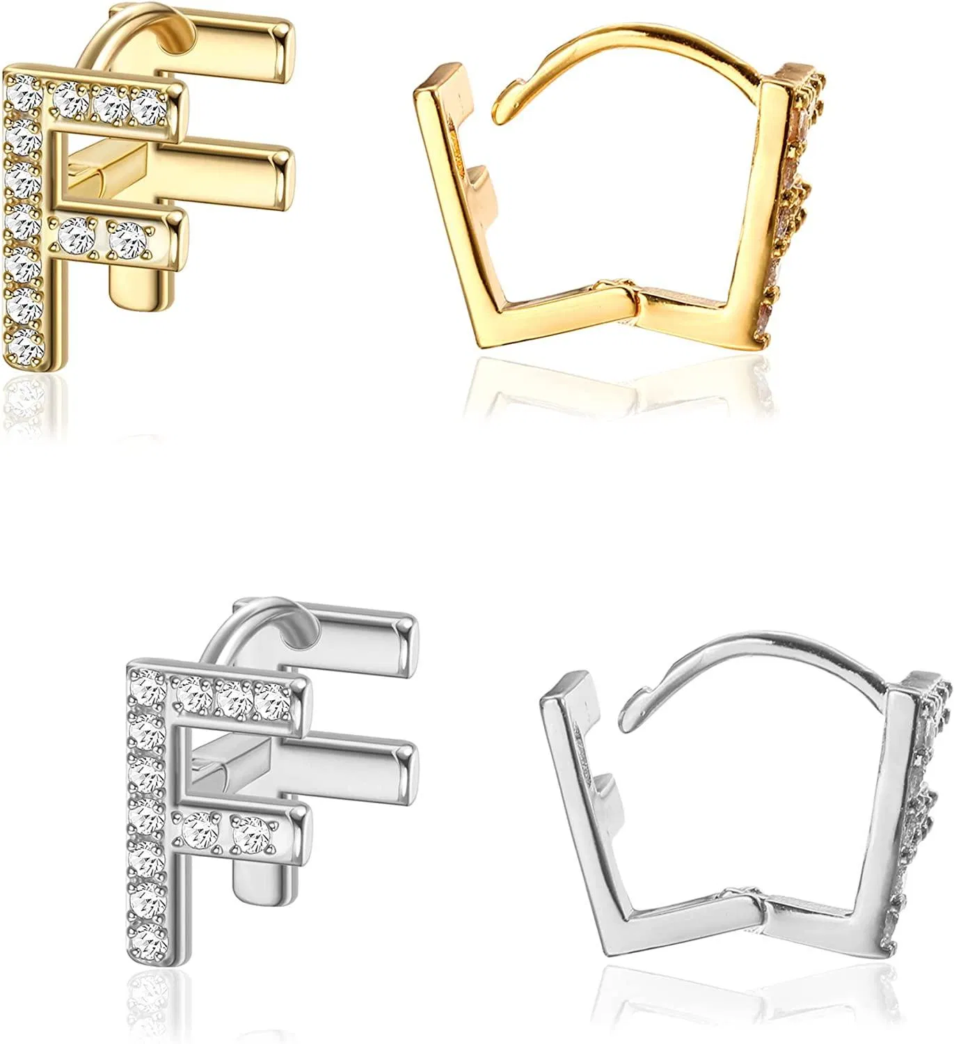 2 Pairs Initial Stud Earrings for Women 14K Gold Plated 26 Letters Alphabet Earrings Christmas Gift - Grocery