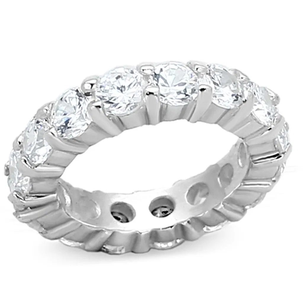 LOAS932 - Silver 925 Sterling Silver Ring with AAA Grade CZ in Clear - Grocery