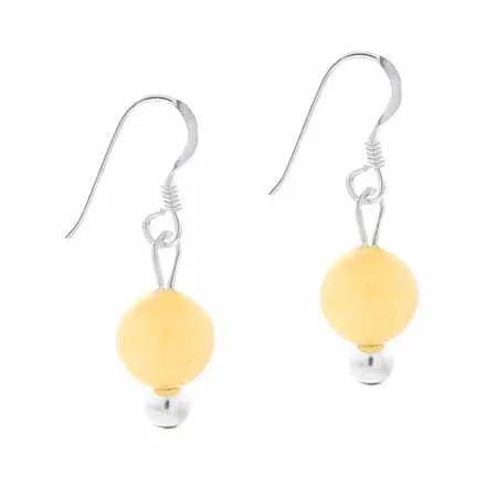 Sterling Silver 6mm Aragonite Bead Dangle Earrings - Grocery