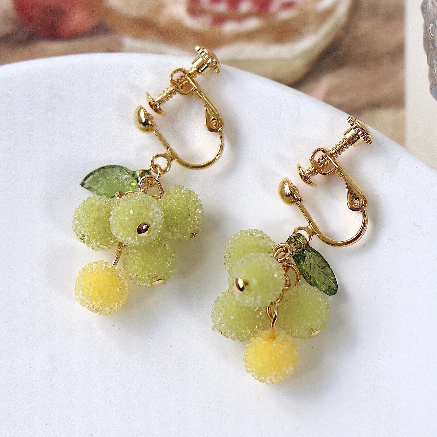 Frosted Berry Fruit Grape Earrings - Grocery