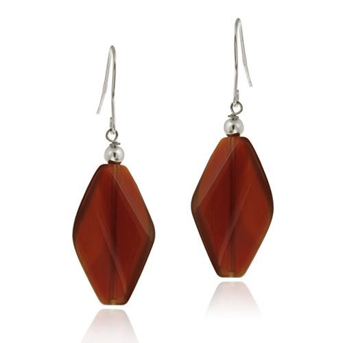 Sterling Silver Carnelian Geometric Dangle Earrings - Grocery