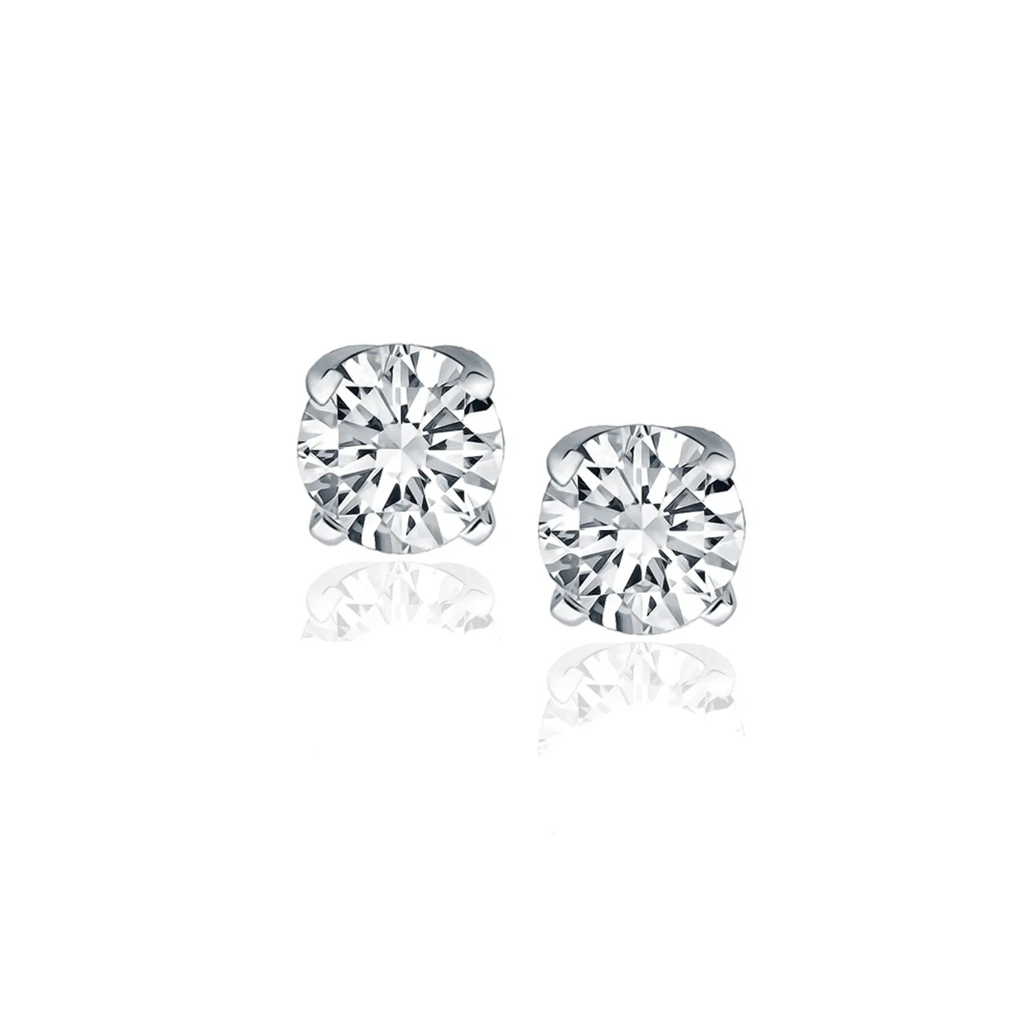 14k White Gold Diamond Four Prong Stud Earrings (1 cttw) - Grocery