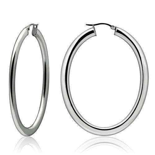 TK423 - High polished (no plating) Stainless Steel Earrings with No Stone - Grocery