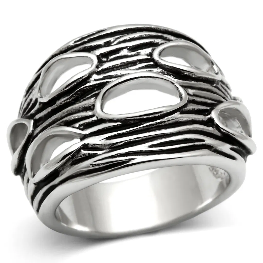 3W188 - Rhodium Brass Ring with No Stone - Grocery