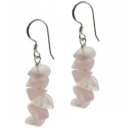 Genuine Rose Quartz Chip Earrings - Grocery