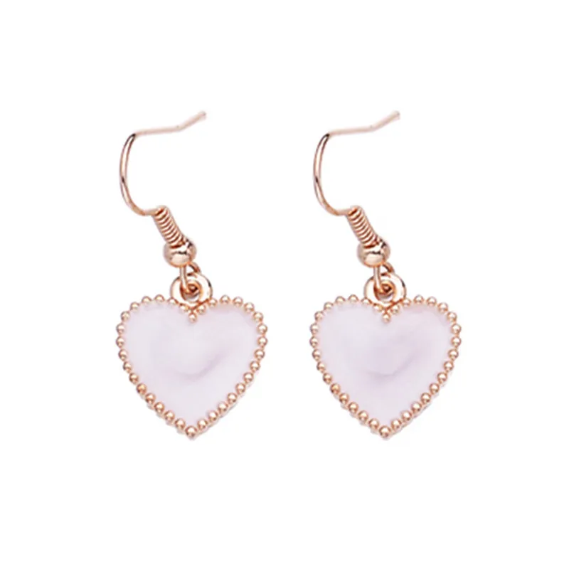 Geometric Hollowed Out Retro Bright Face Peach Heart Earrings Female - Grocery