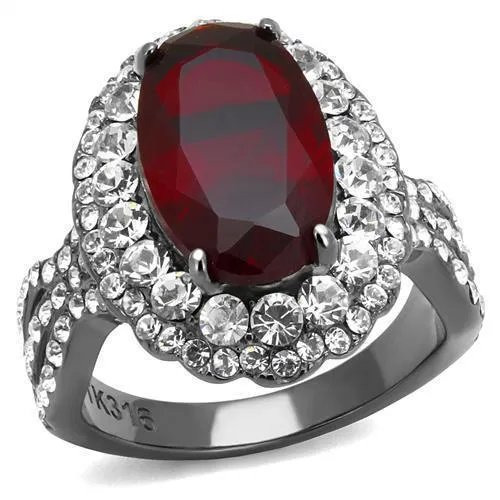 TK2761 - IP Light Black (IP Gun) Stainless Steel Ring with Synthetic Synthetic Glass in Siam - Grocery
