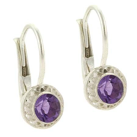 Sterling Silver Amethyst Filigree Round Leverback Earrings - Grocery