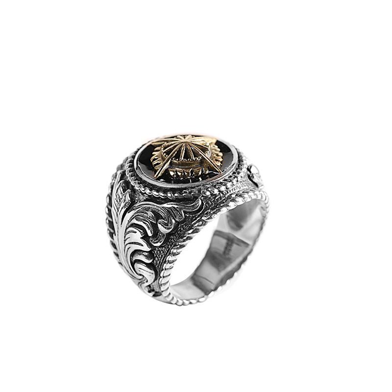 Thai Silver Personality Men's Sun Ancient Vine Totem Ring - Grocery