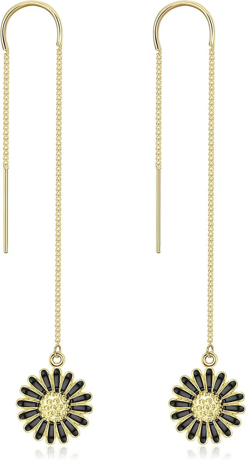 Threader Chain Earrings for Women Flower Tassel Ear Threader Earrings Chain Bumble Bee Dangle Chain Threader Earrings - Grocery