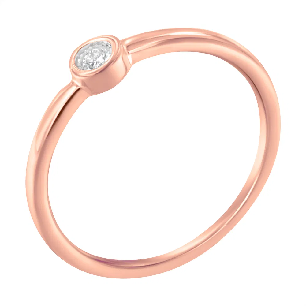 14K Rose Gold Plated .925 Sterling Silver Miracle Set Diamond Ring (1/20 Cttw, J-K Color, I1-I2 Clarity) - Grocery
