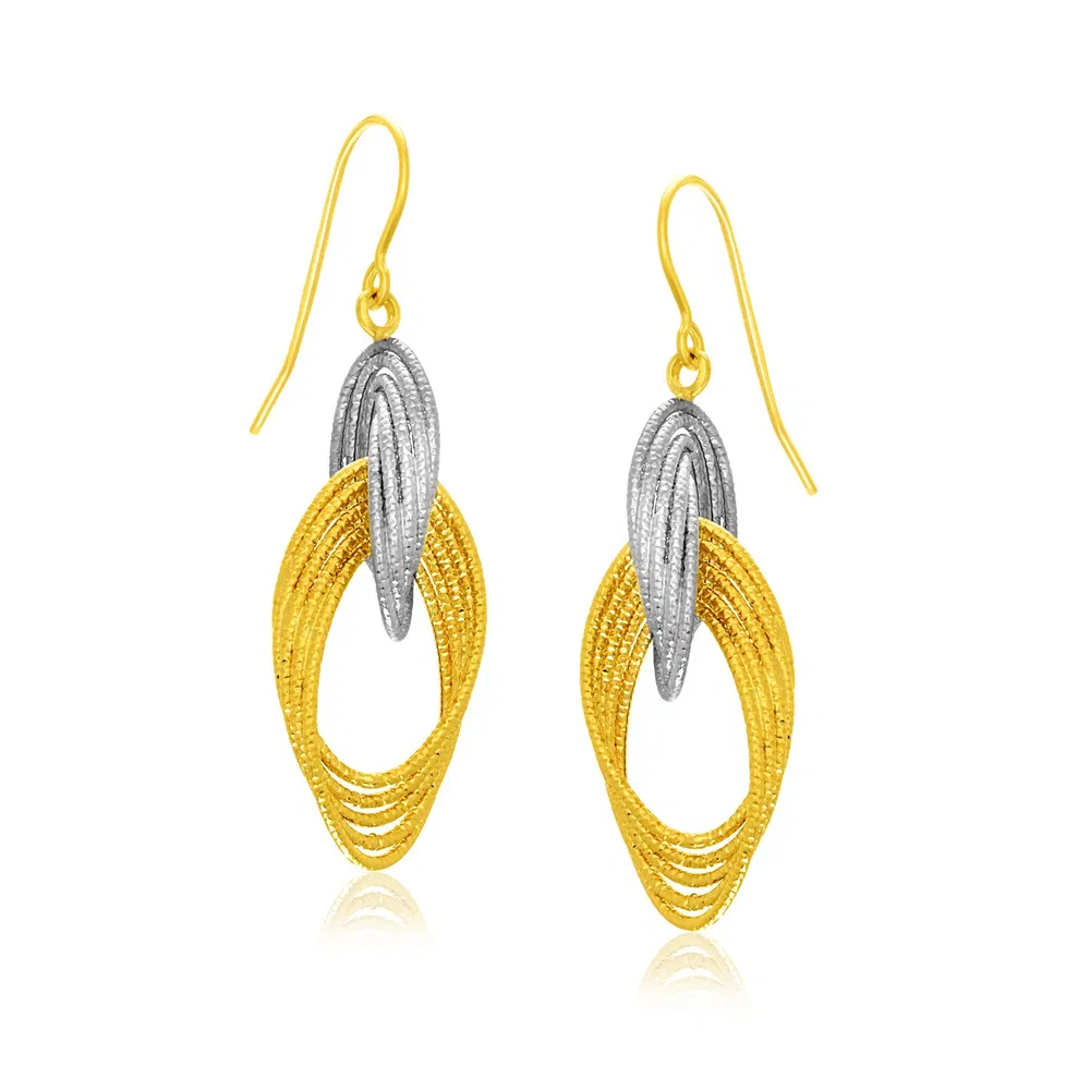 14k Two-Tone Gold Interlaced Multiple Row Earrings - Grocery