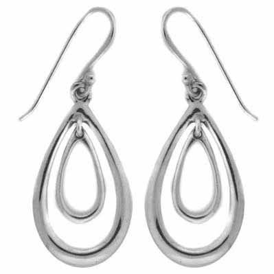 Sterling Silver Double Teardrop Earrings - Grocery
