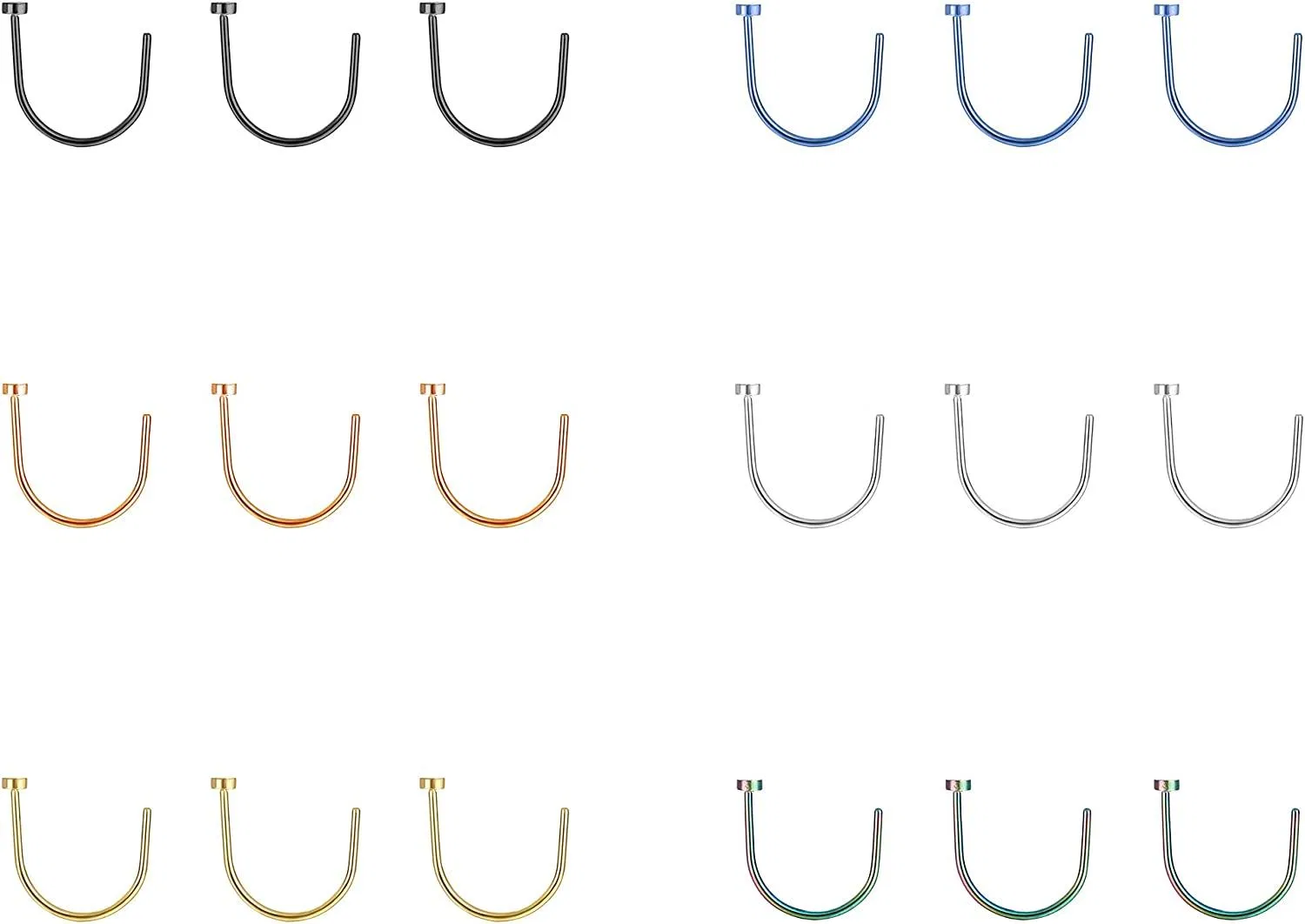 18pcs Stainless 20G Half Huggie Hoop Cuff Stud Earrings CZ Small Hoops Cartilage Fashion Hypoallergenic Piercing Studs for Women Sensitive Ears - Grocery