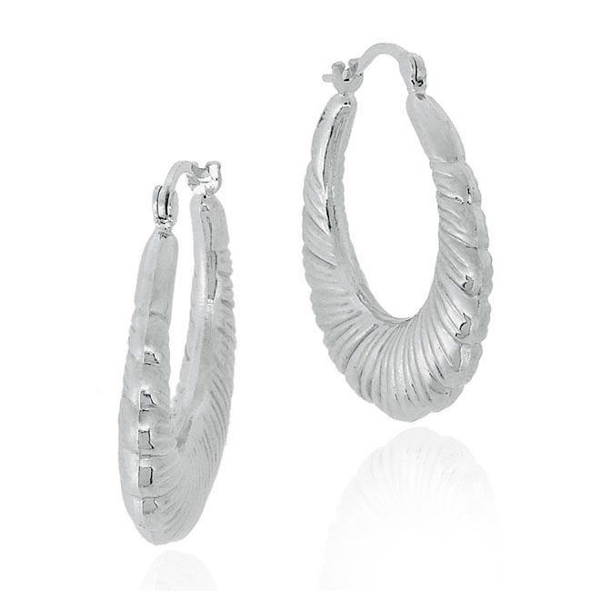Sterling Silver Shrimp Design 25mm Hoop Earrings - Grocery