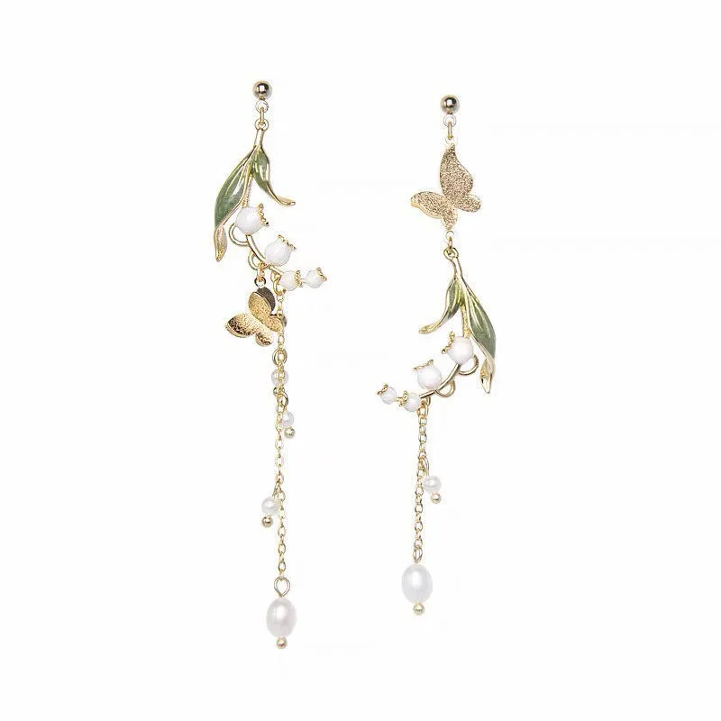 Asymmetric Flower Butterfly Earring Wind Chime - Grocery