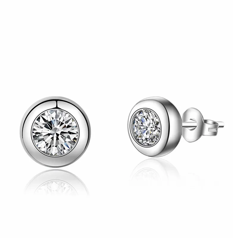 Cubic Zirconia Earrings Stainless Steel Stud Earrings Hypoallergenic - Grocery