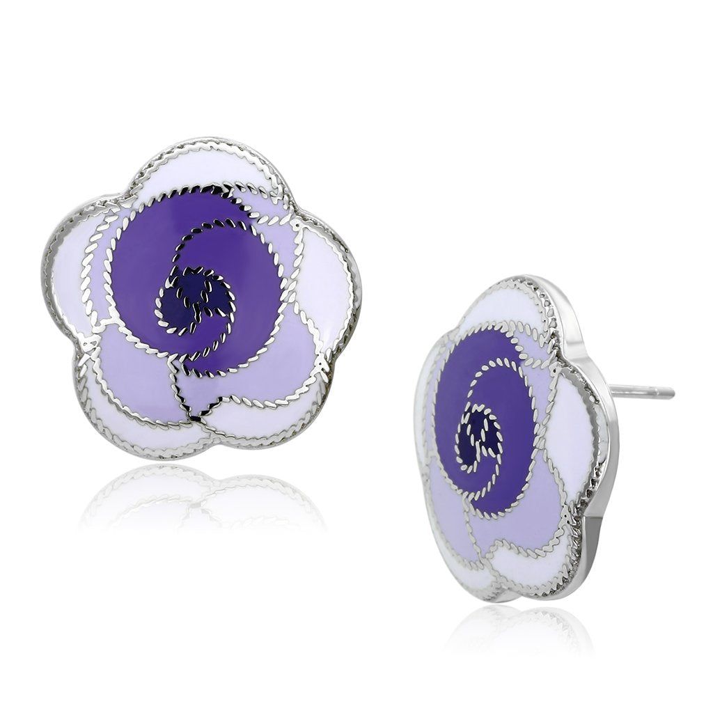 TK903 - High polished (no plating) Stainless Steel Earrings with Epoxy in Multi Color - Grocery
