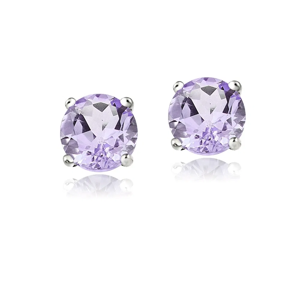 14K Gold 1.5ct Amethyst Stud Earrings, 6mm - Grocery