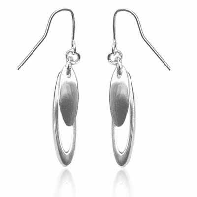 Sterling Silver Double Oval Dangle Earrings - Grocery